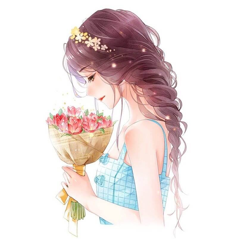 anime girl cầm hoa đẹp